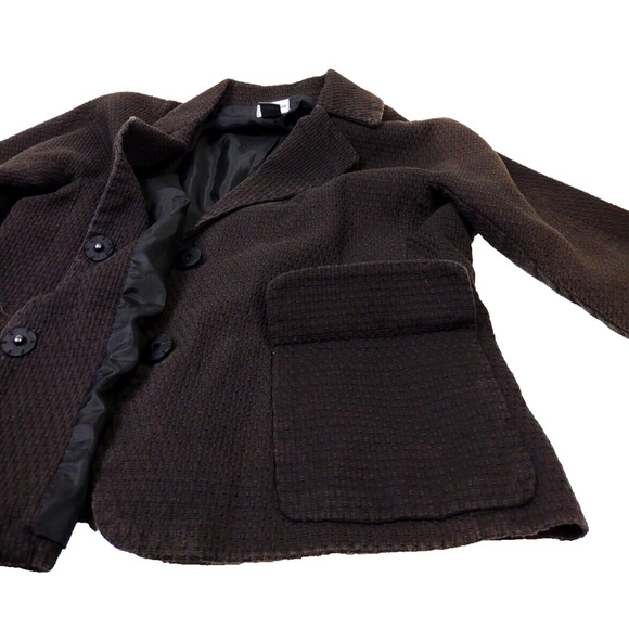 Chicos Black Career Office Blazer Textured Lined w Snap Closure Pockets Size 1 M - Picture 2 of 8